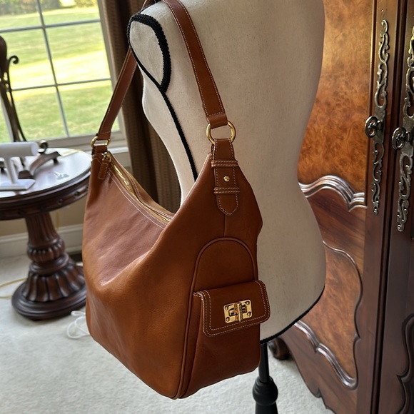Lauren Ralph Lauren Classic Camel Leather Hobo - Picture 6 of 17